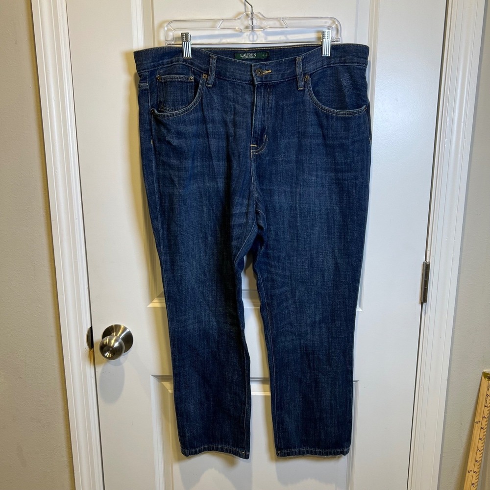 Lauren Ralph Lauren Womens Girlfriend Jeans Dark Wash Blue 14